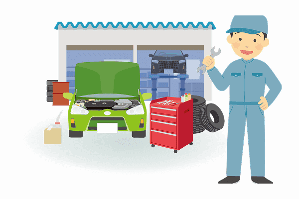 自動車メンテナンスサービスをイメージした整備士のイラスト